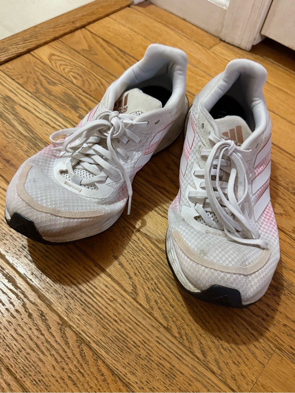 adidas Women’s White and Light Pink Athletic Running Shoes